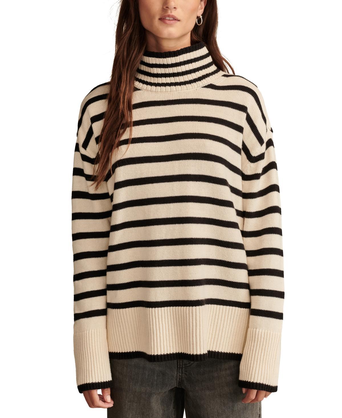 Lucky Brand Mock Neck Tunic (Mhg Stripe) Women's Clothing Product Image