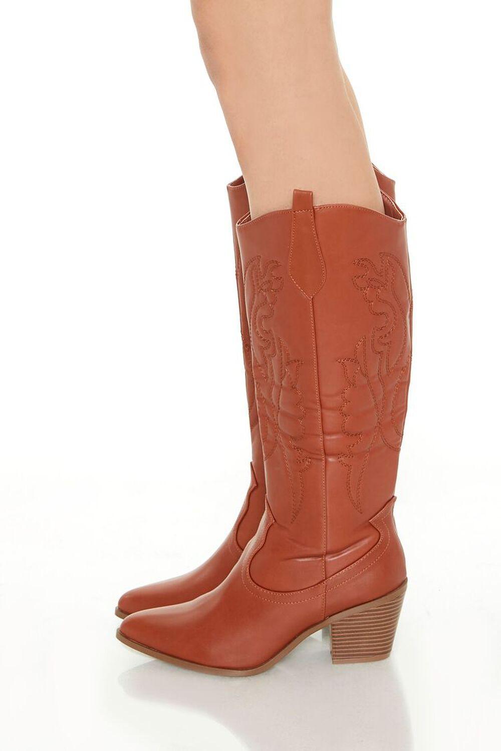 Embroidered Faux Leather Cowboy Boots | Forever 21 Product Image