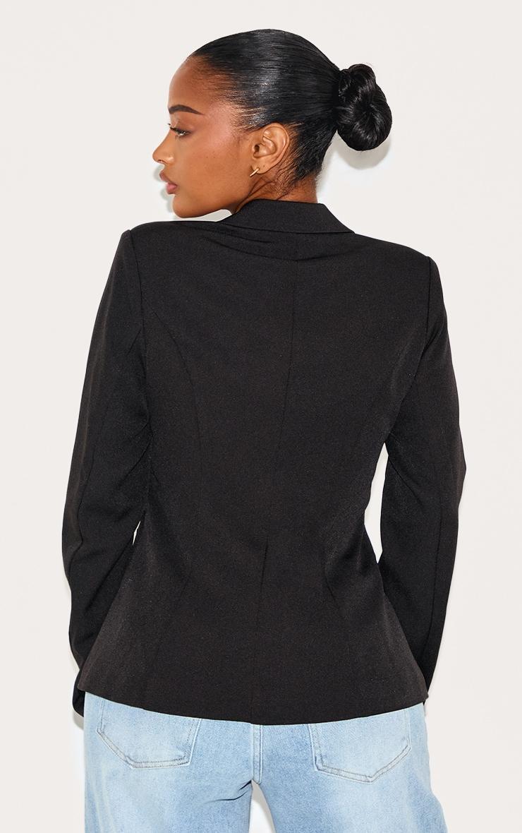 Shape Black Tailored Plunge Neck Cinched Waist Blazer Product Image