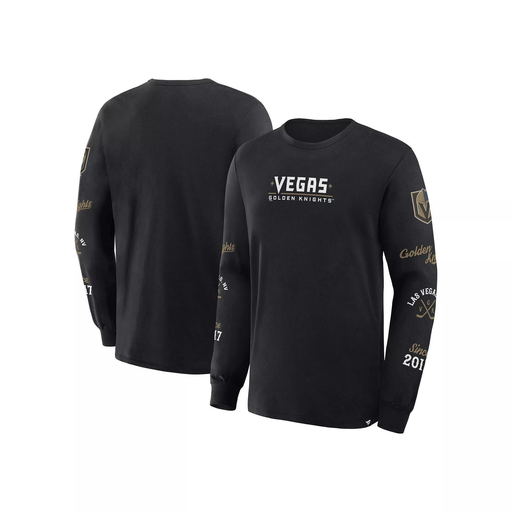 Men's Fanatics Black Vegas Golden Knights Boxed In Legacy Long Sleeve T-Shirt, Size: Small, Lvk Black Product Image