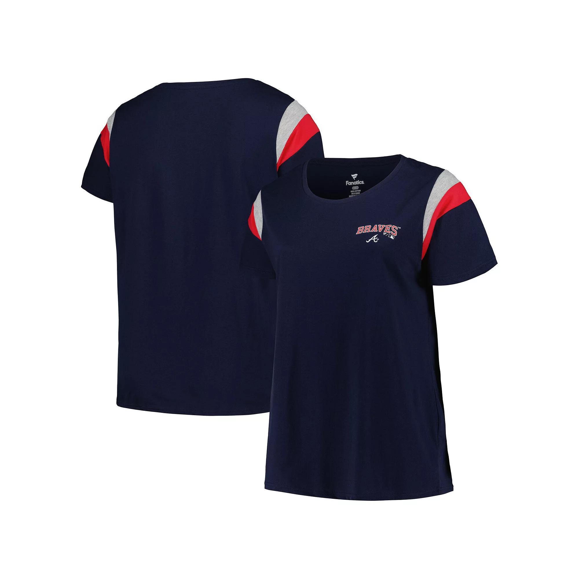 Women's Profile Navy Atlanta Braves Plus Size Scoop Neck T-Shirt, Size: 3XL, Blue Product Image