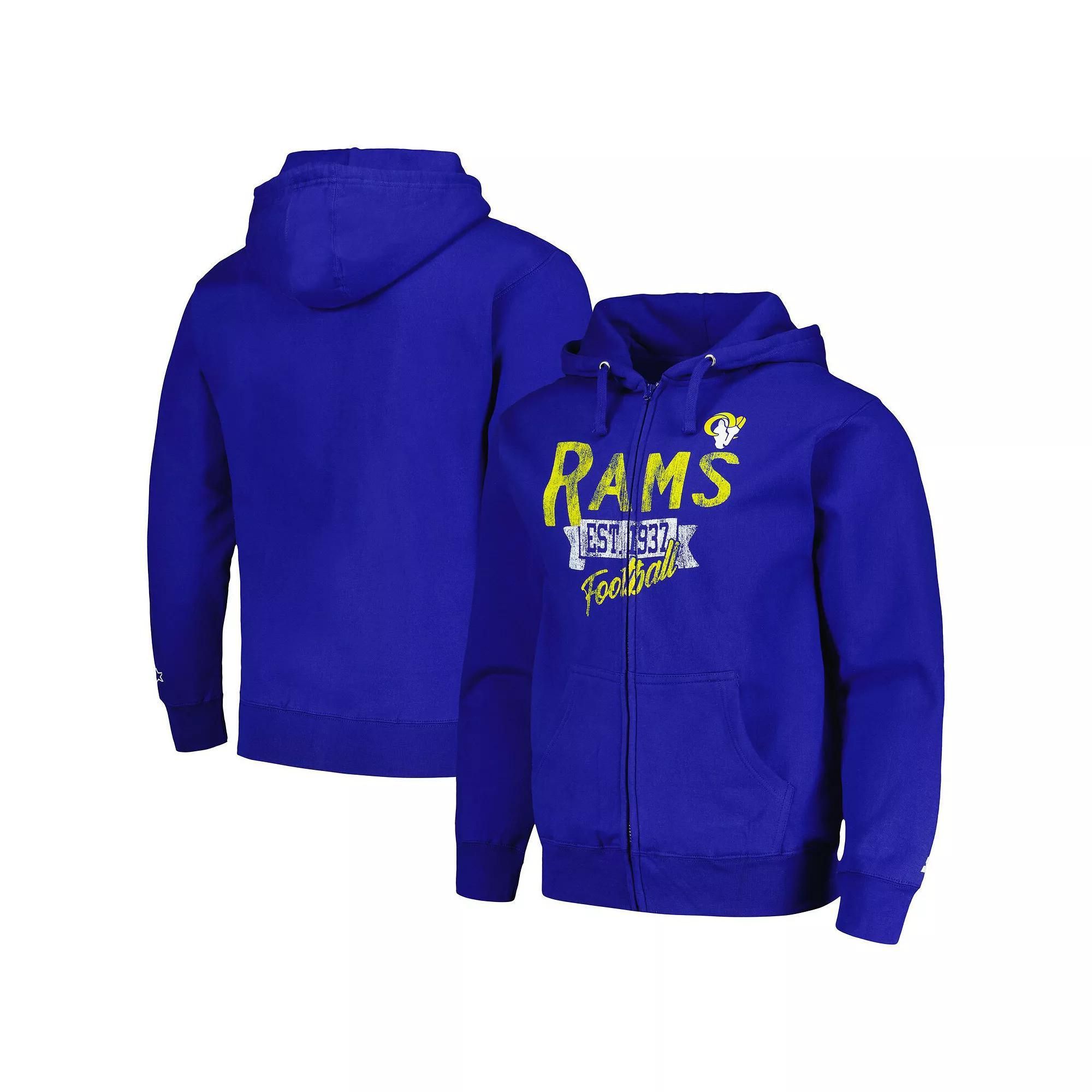 Men's Starter Royal Los Angeles Rams Domestic Post Season Full-Zip Hoodie, Size: Large, Blue Product Image