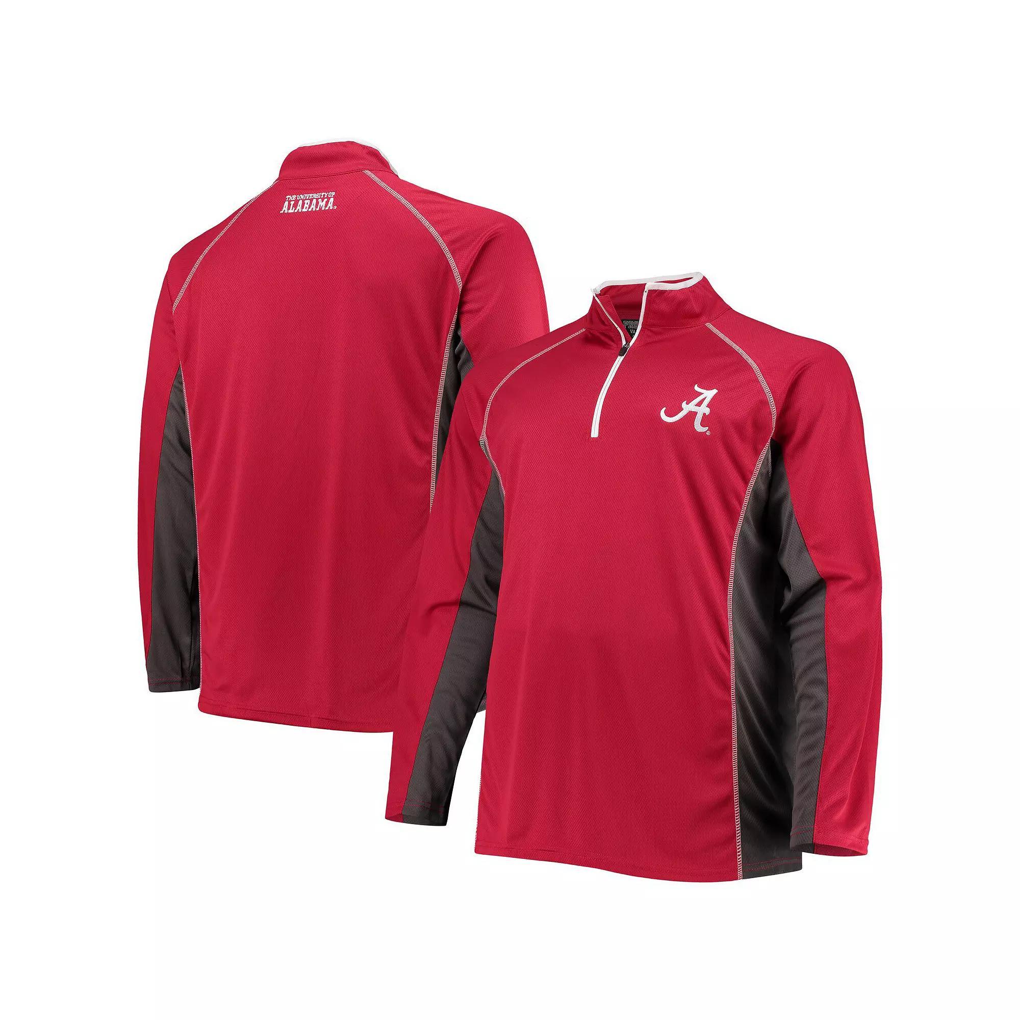 Men's Crimson Alabama Crimson Tide Big & Tall Textured Raglan Quarter-Zip Jacket, Size: 5XB Product Image