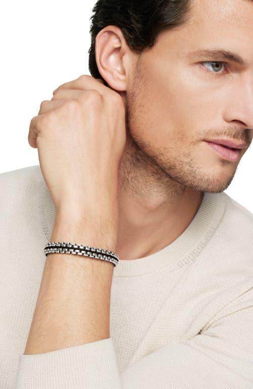 David Yurman Mens Woven Box Chain Bracelet in Sterling Silver with Blue Nylon, 12mm Product Image