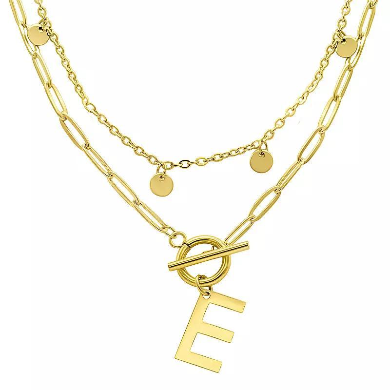 Adornia 14k Gold Plated Layered Initial Toggle Necklace, Women's, Size: 17-19" ADJ Product Image