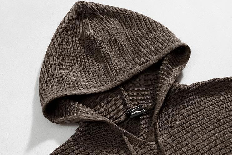 RT No. 10345 STRIPED KNITTED PULLOVER HOODIE Product Image
