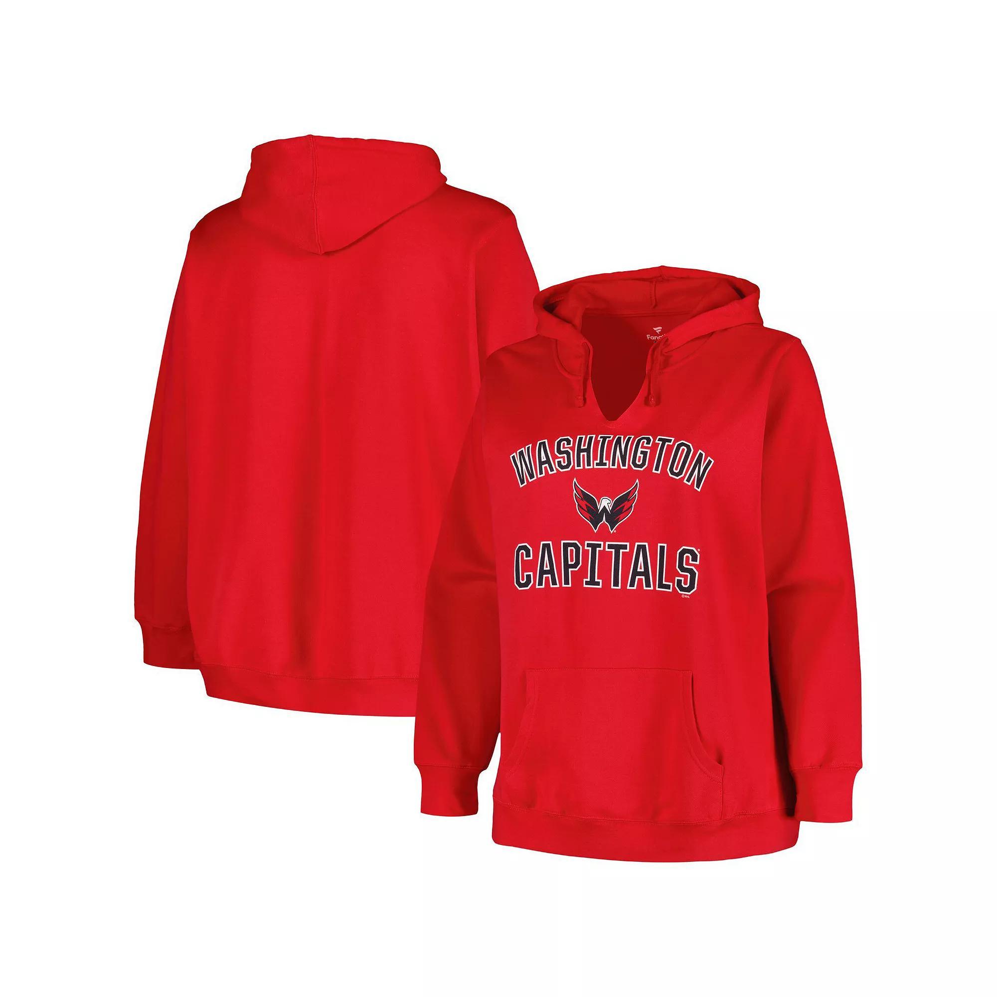 Women's Profile Red Washington Capitals Plus Size Arch Over Logo Pullover Hoodie, Size: 4XL Product Image