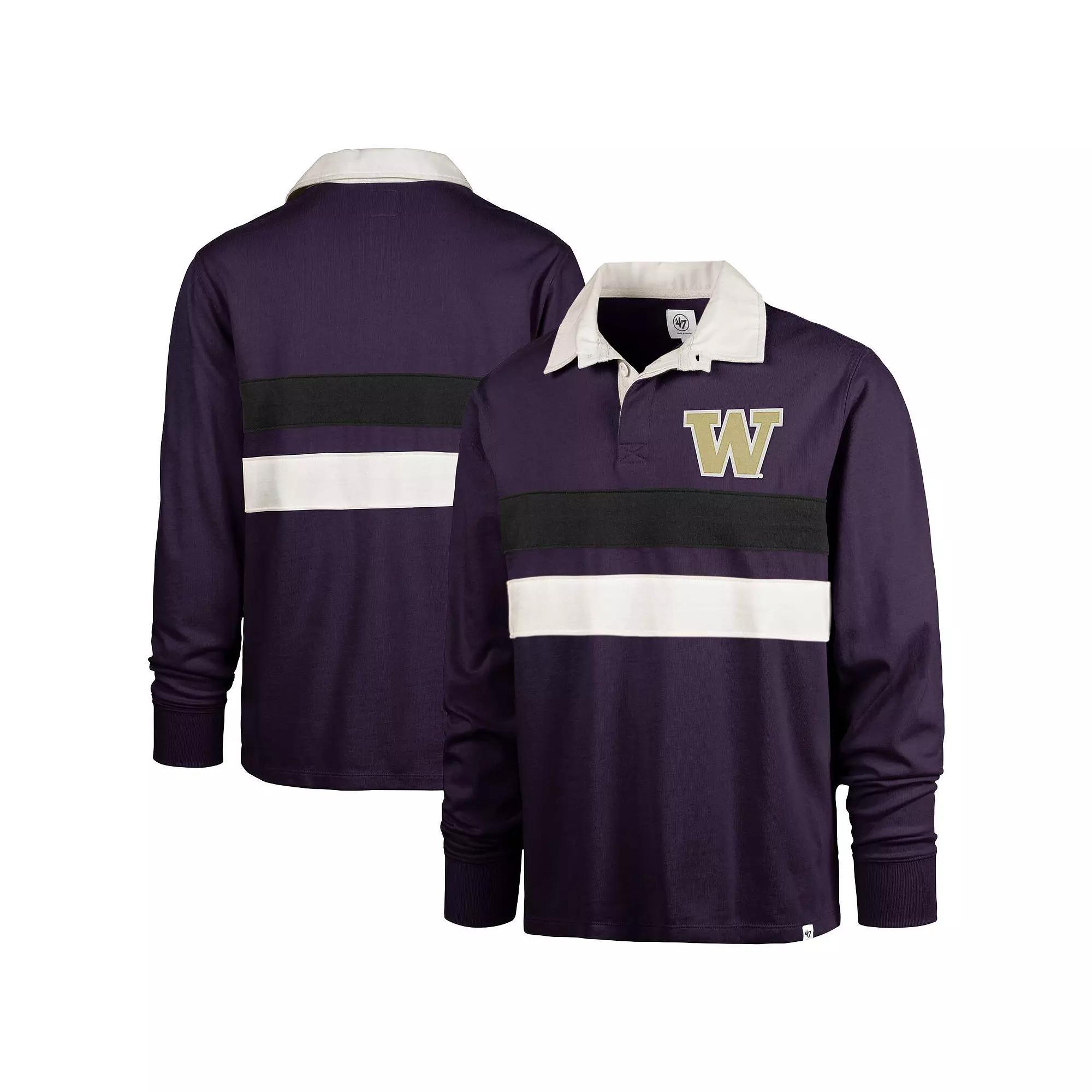 Men's '47 Black Florida State Seminoles Clubhouse Knox Thames Long Sleeve Rugby Polo, Size: Medium Product Image