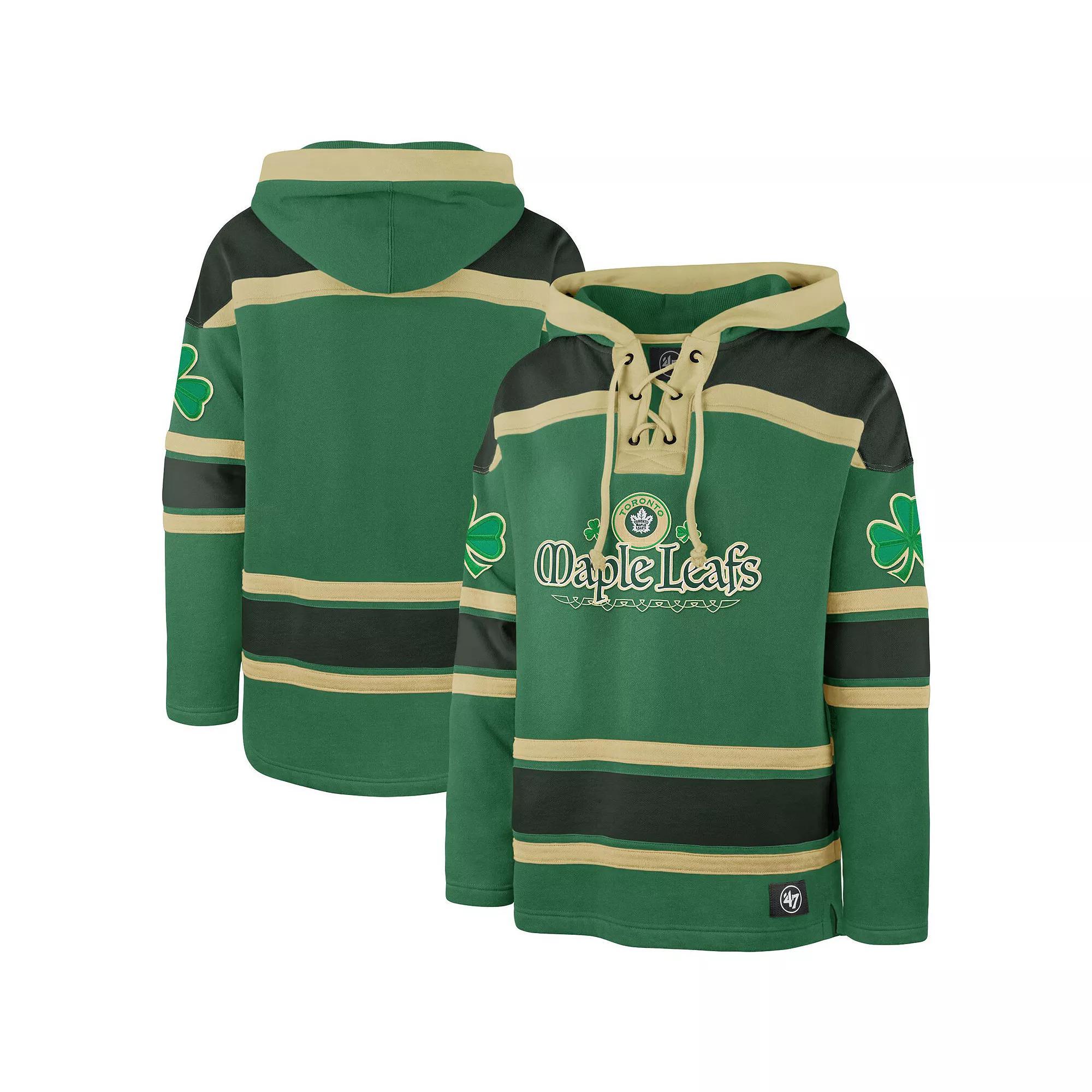 Men's '47  Kelly Green Toronto Maple Leafs St. Patrick's Day McLucky Superior Lacer Pullover Hoodie, Size: 2XL, Mpl Green Product Image