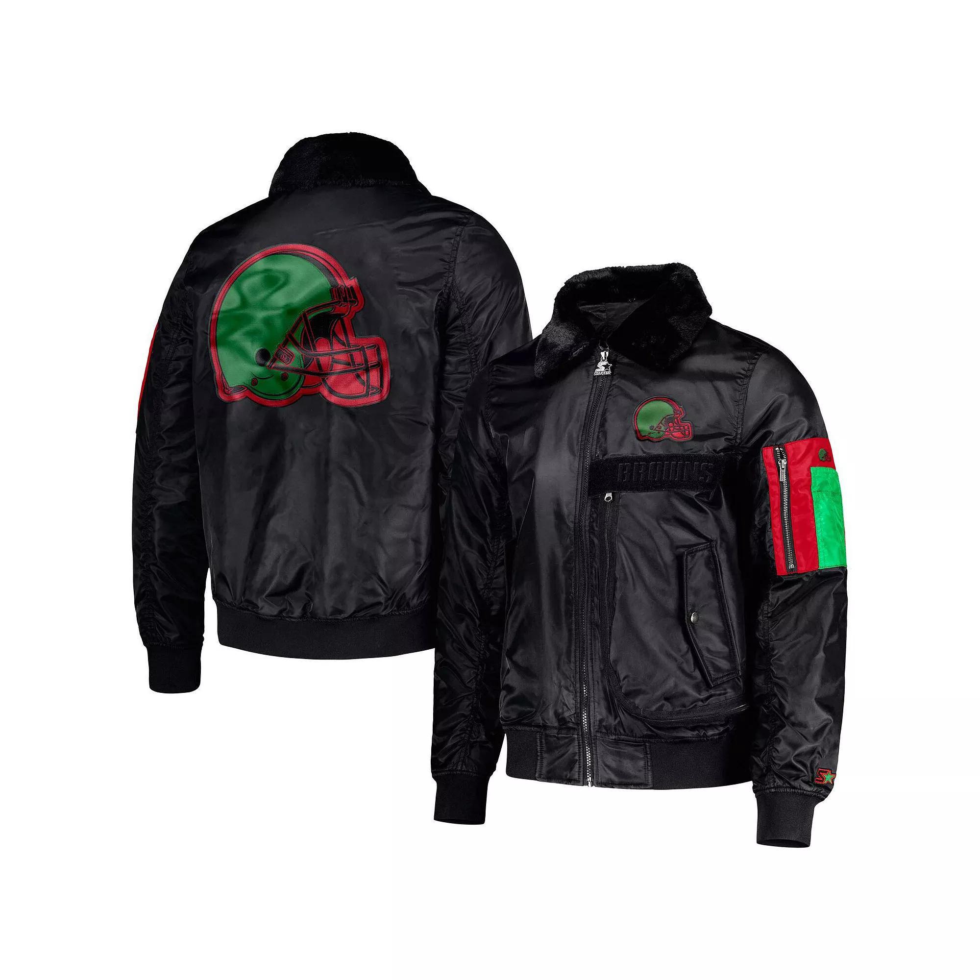 Men's Starter x Ty Mopkins Black Cleveland Browns Black History Month Satin Full-Zip Jacket, Size: XL Product Image