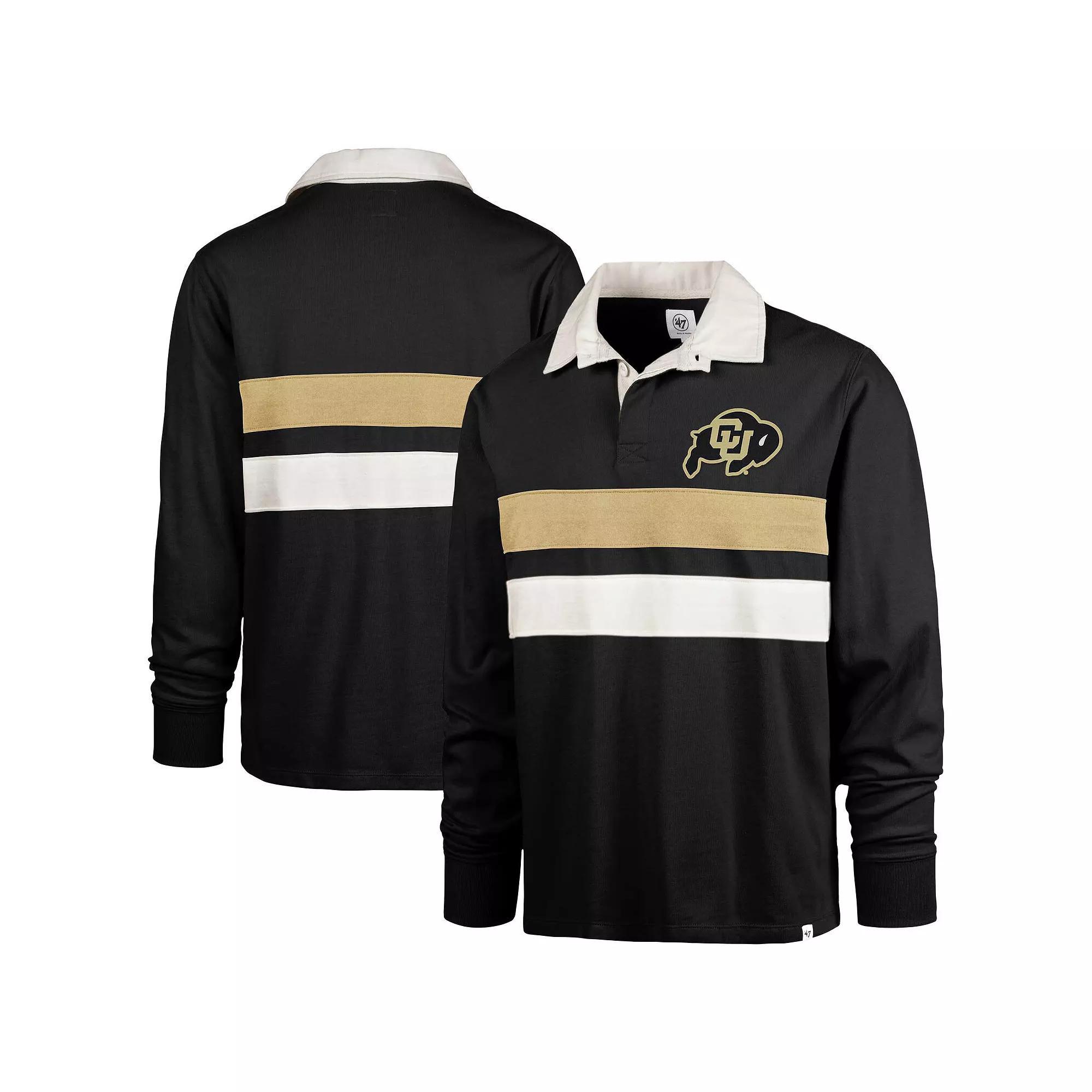 Men's '47 Black Colorado Buffaloes Clubhouse Knox Thames Long Sleeve Rugby Polo, Size: XXL Product Image