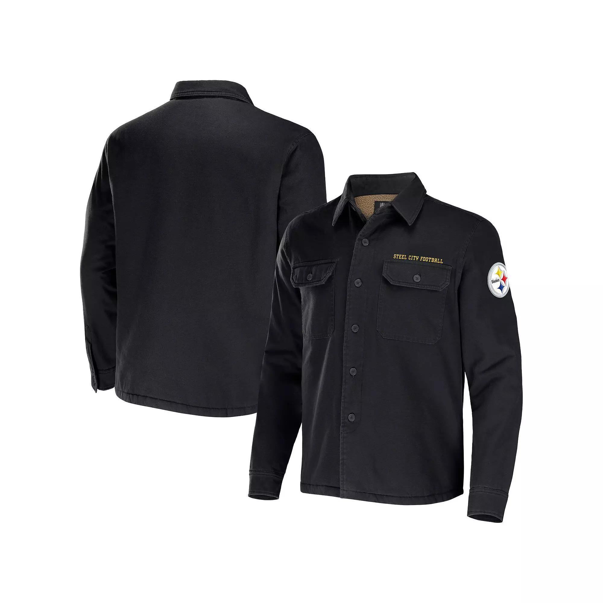 Men's NFL x Darius Rucker Collection by Fanatics Black Baltimore Ravens Canvas Button-Up Shirt Jacket, Size: XL Product Image