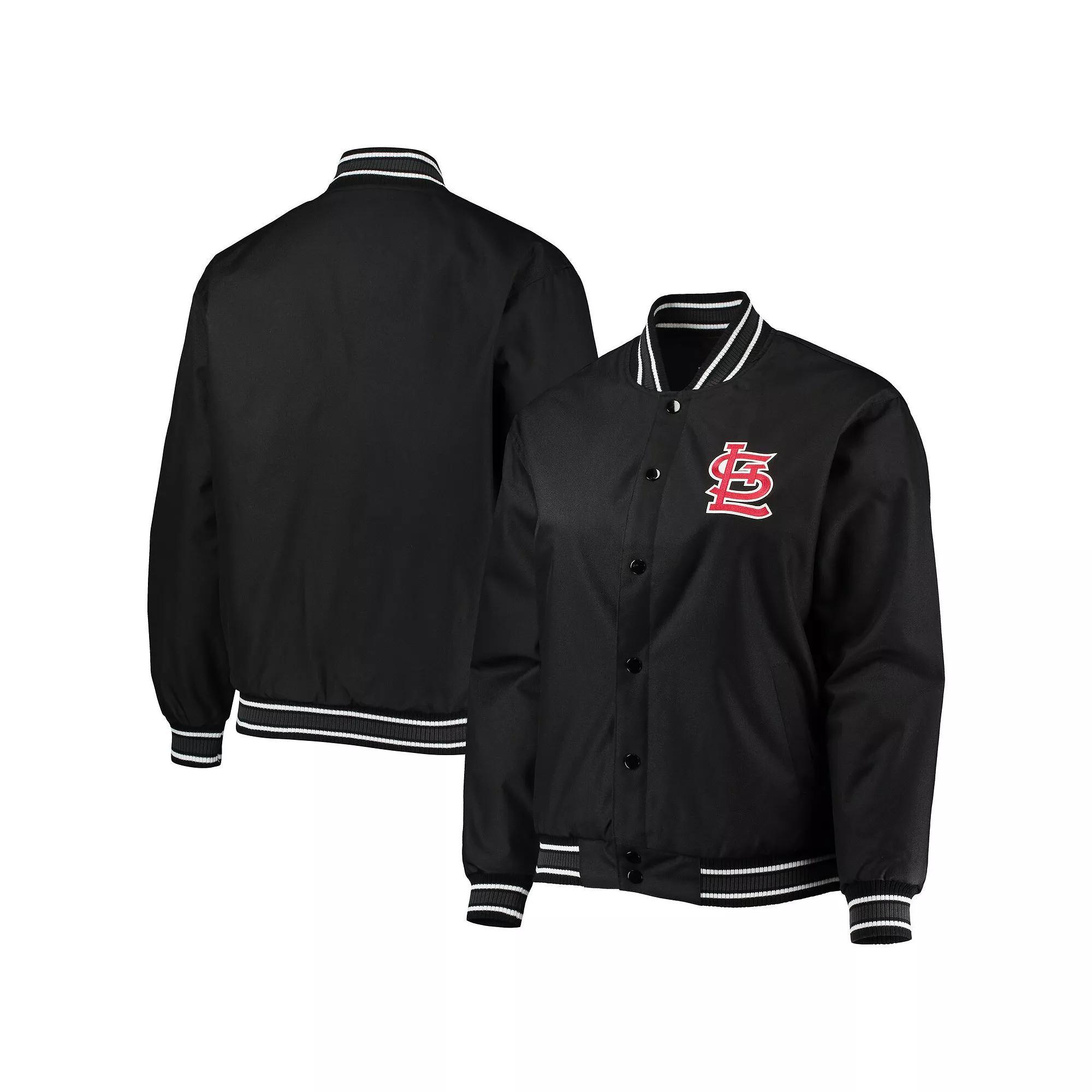 Women's JH Design Black St. Louis Cardinals Plus Size Poly Twill Full-Snap Jacket, Size: 3XL Product Image