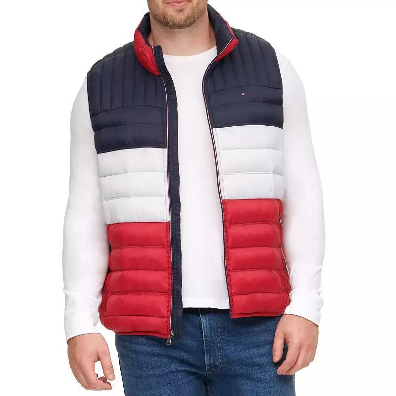 Big & Tall Tommy Hilfiger Quilted Vest, Men's, Size: 3XB, Black Red Combo Product Image