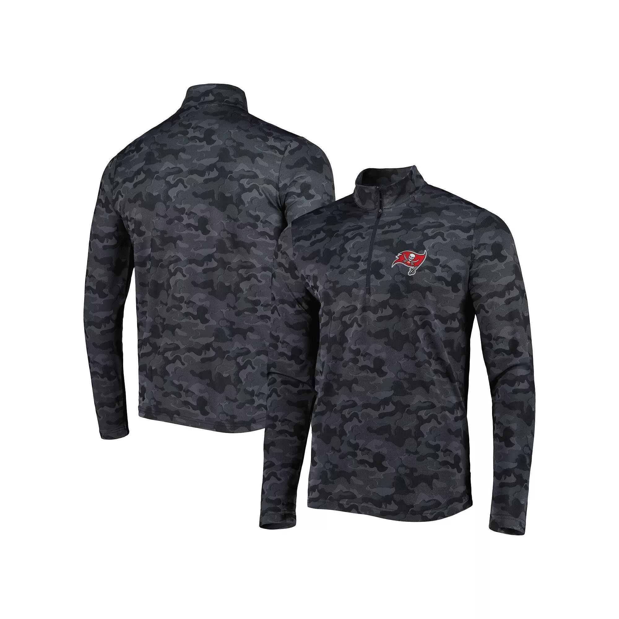 Men's Antigua Black Tampa Bay Buccaneers Brigade Quarter-Zip Sweatshirt, Size: XL Product Image