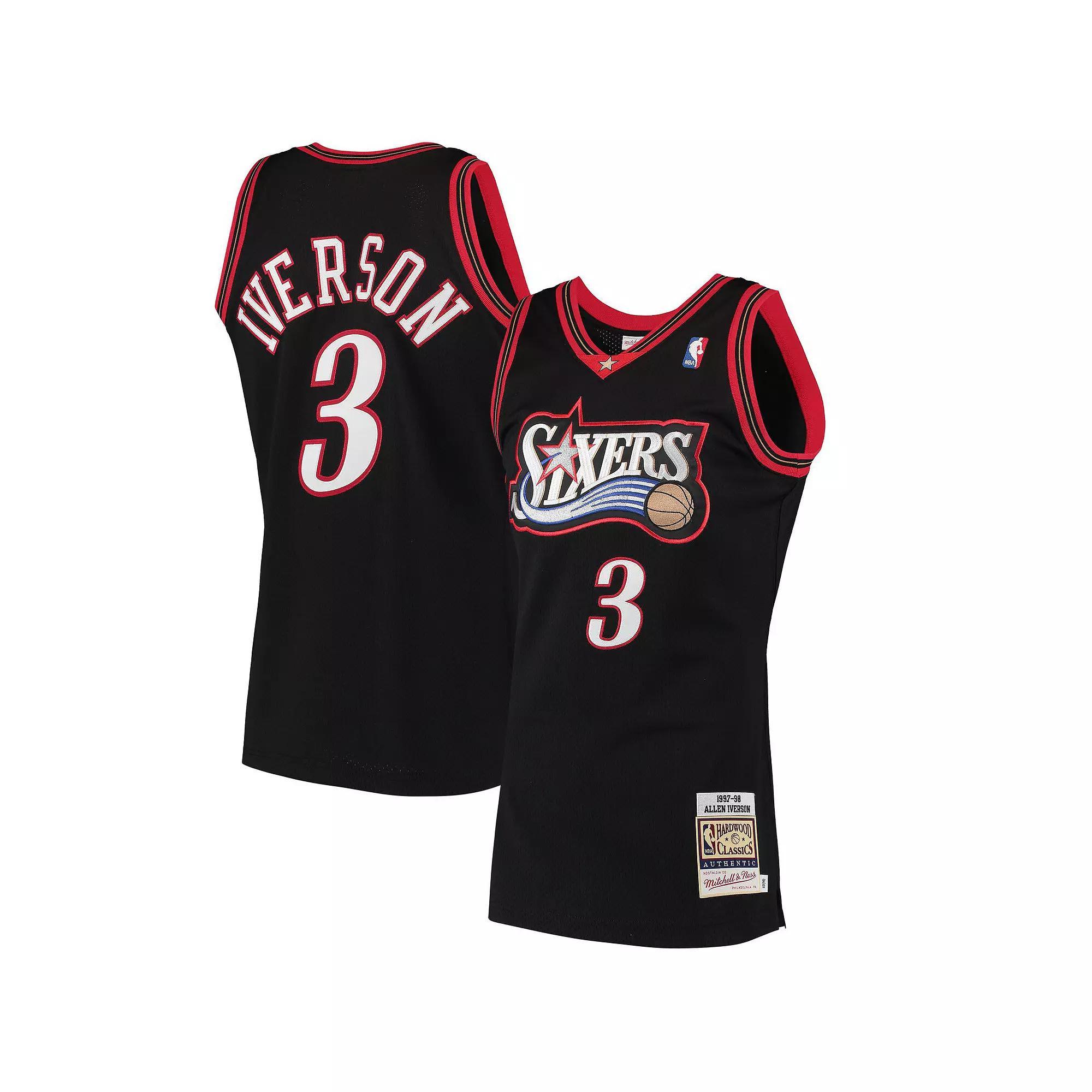 Men's Mitchell & Ness Allen Iverson Black Philadelphia 76ers 1997 Hardwood Classics Authentic Jersey, Size: 64, 76r Black Product Image