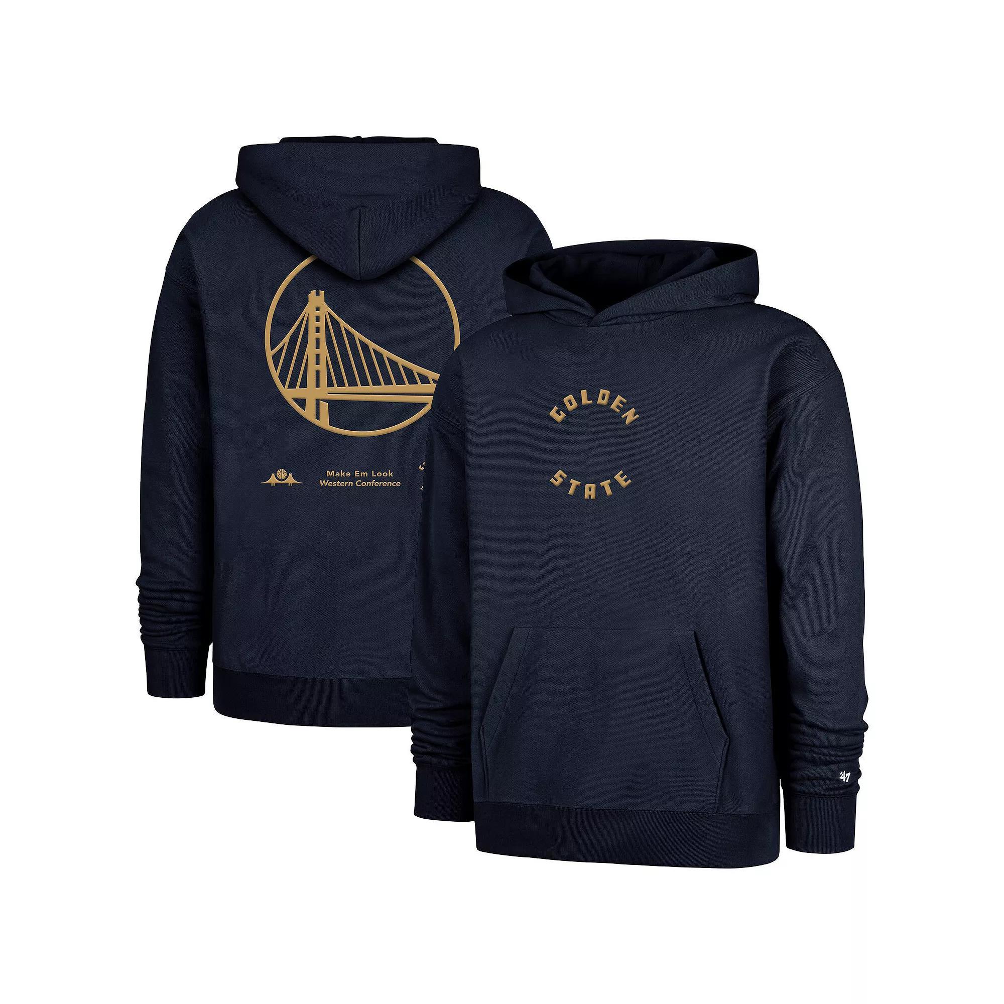 Men's '47  Navy Golden State Warriors 2024/25 City Edition Double Crossover Foundation Pullover Hoodie, Size: Medium, Blue Product Image