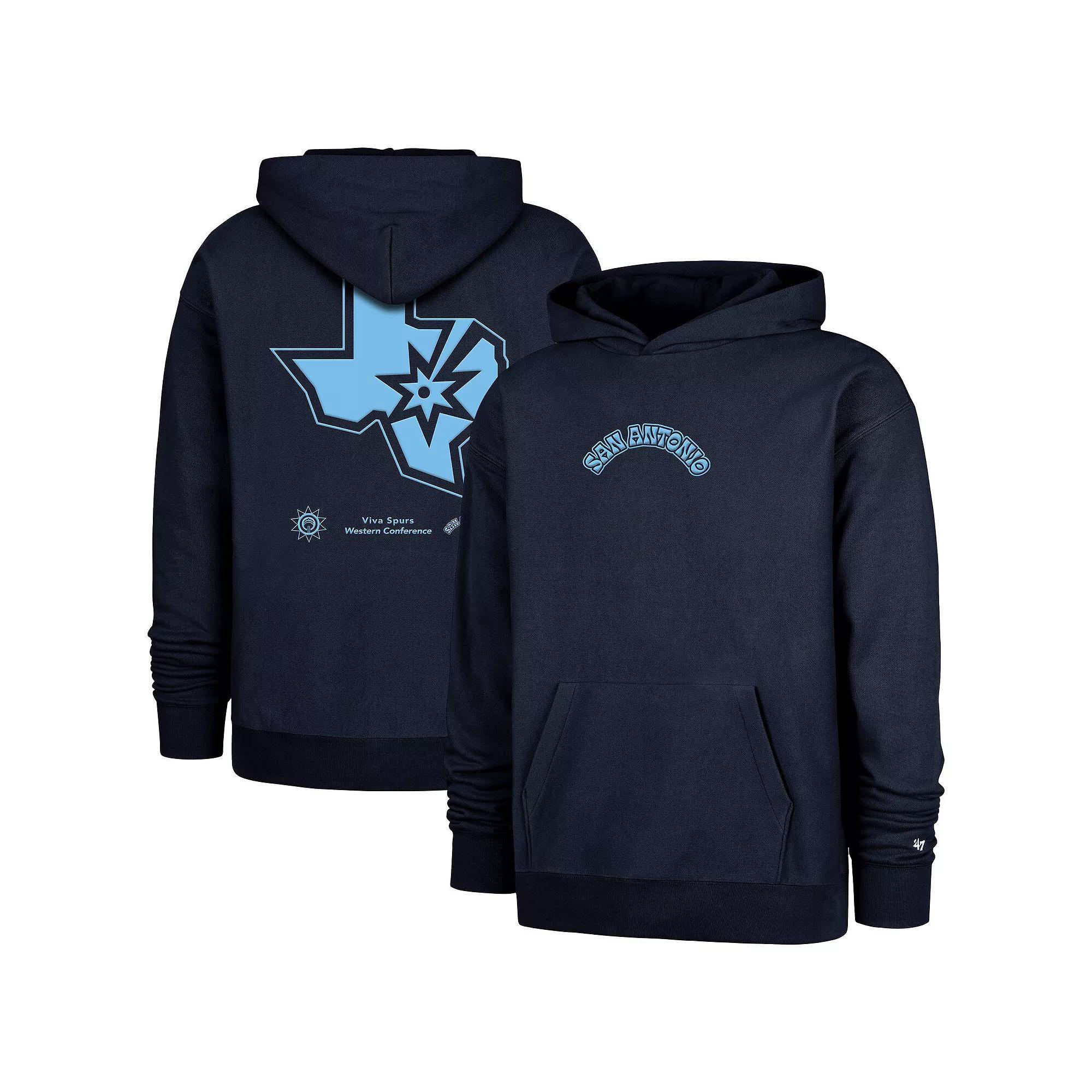 Men's '47  Navy San Antonio Spurs 2024/25 City Edition Double Crossover Foundation Pullover Hoodie, Size: XL, Blue Product Image