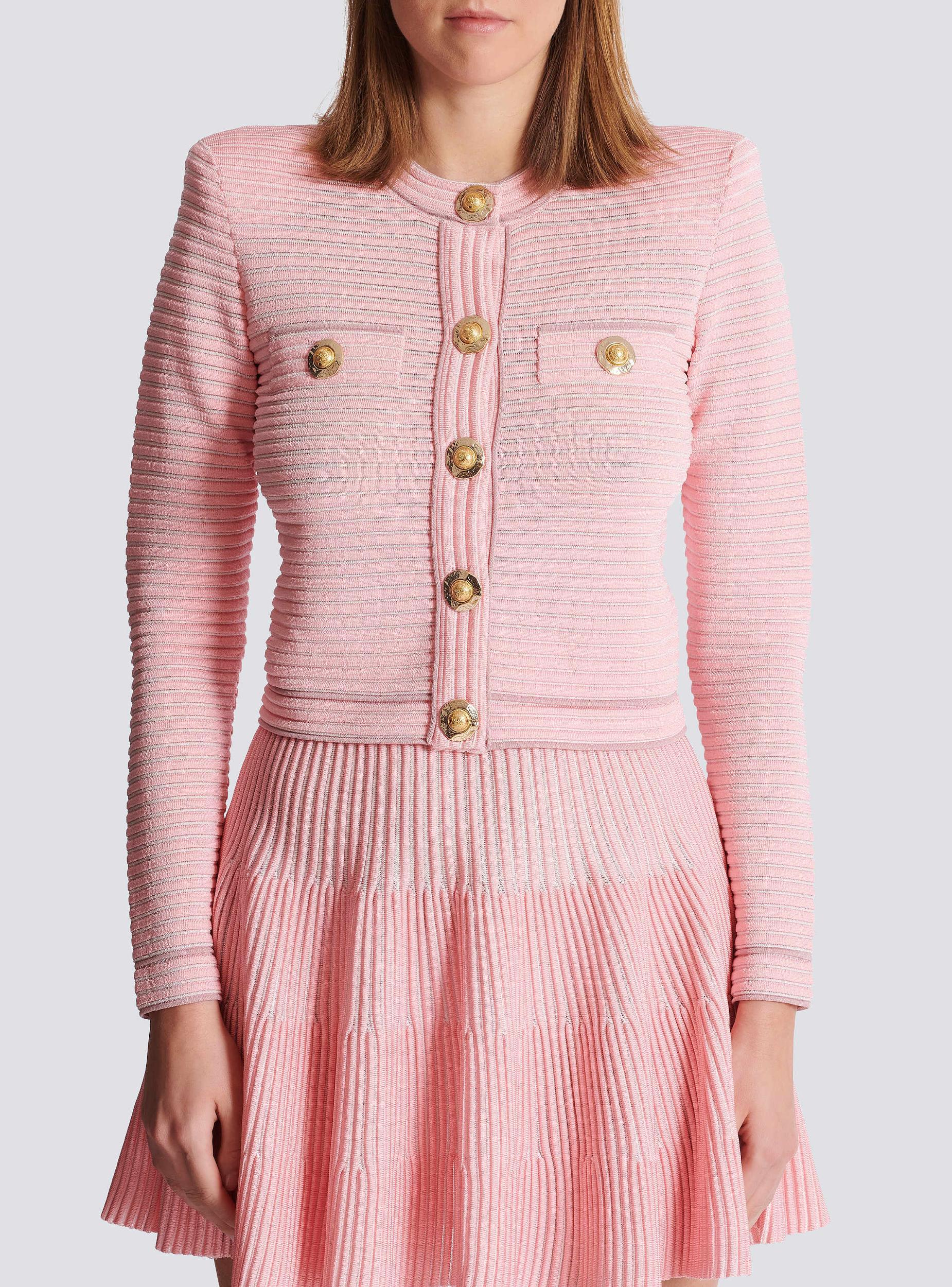 Long-sleeved textured knit cardigan Product Image