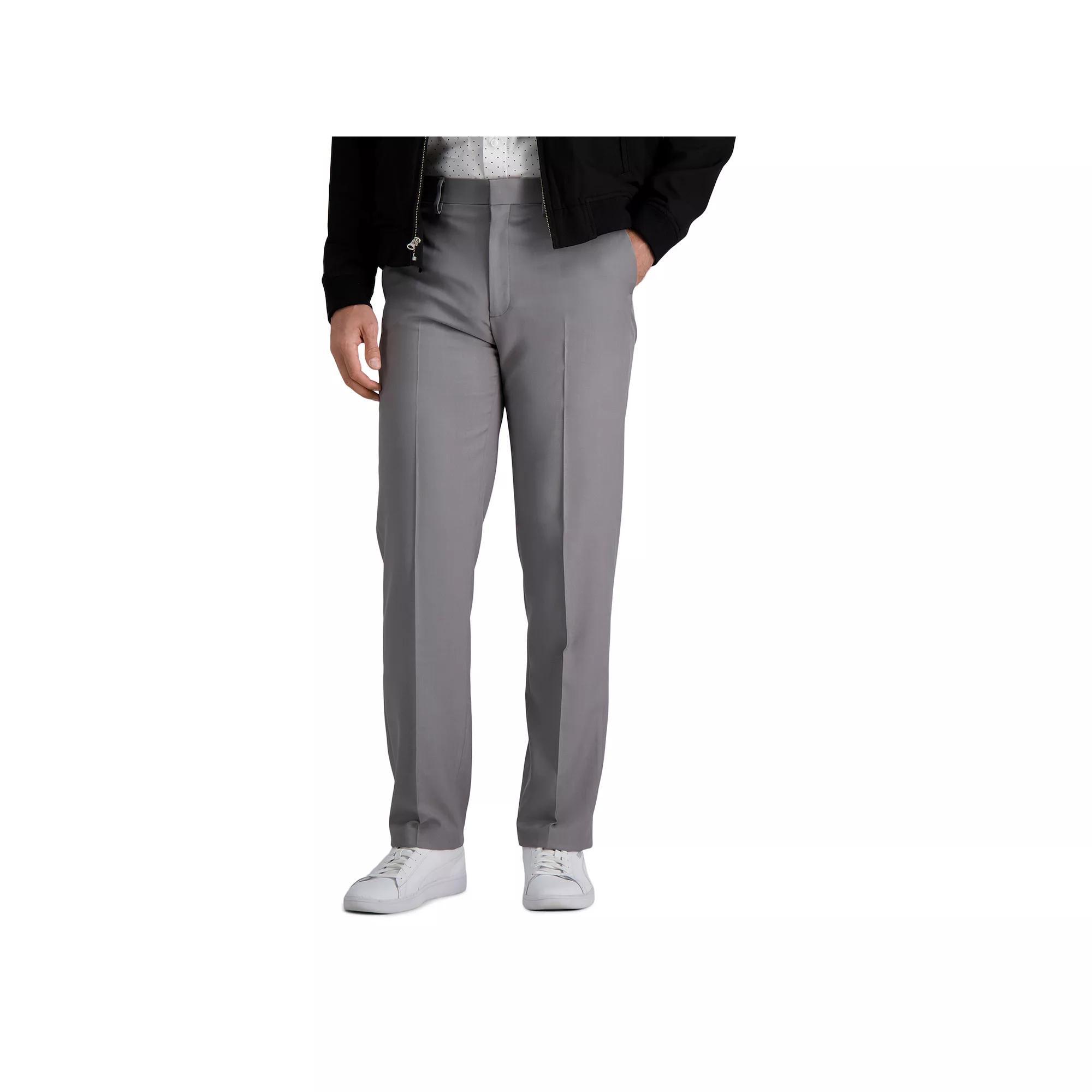 Mens Haggar Premium Comfort Straight-Fit Flat-Front Dress Pants Dark Blue Product Image