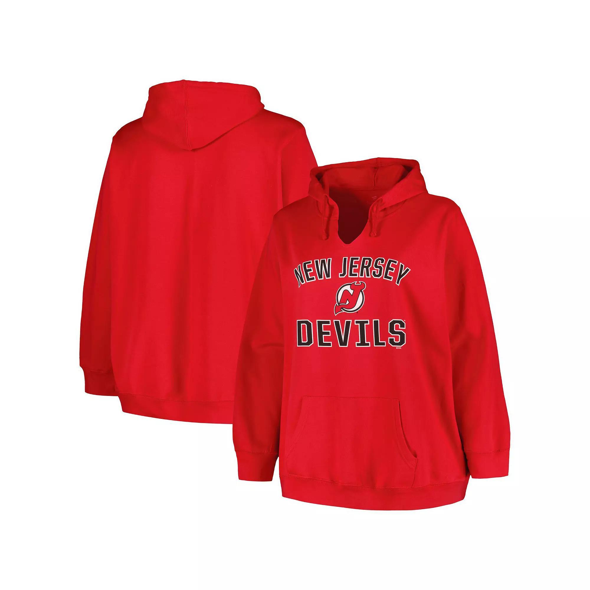 Women's Profile Red New Jersey Devils Plus Size Arch Over Logo Pullover Hoodie, Size: 1XL, Nhl Red Product Image