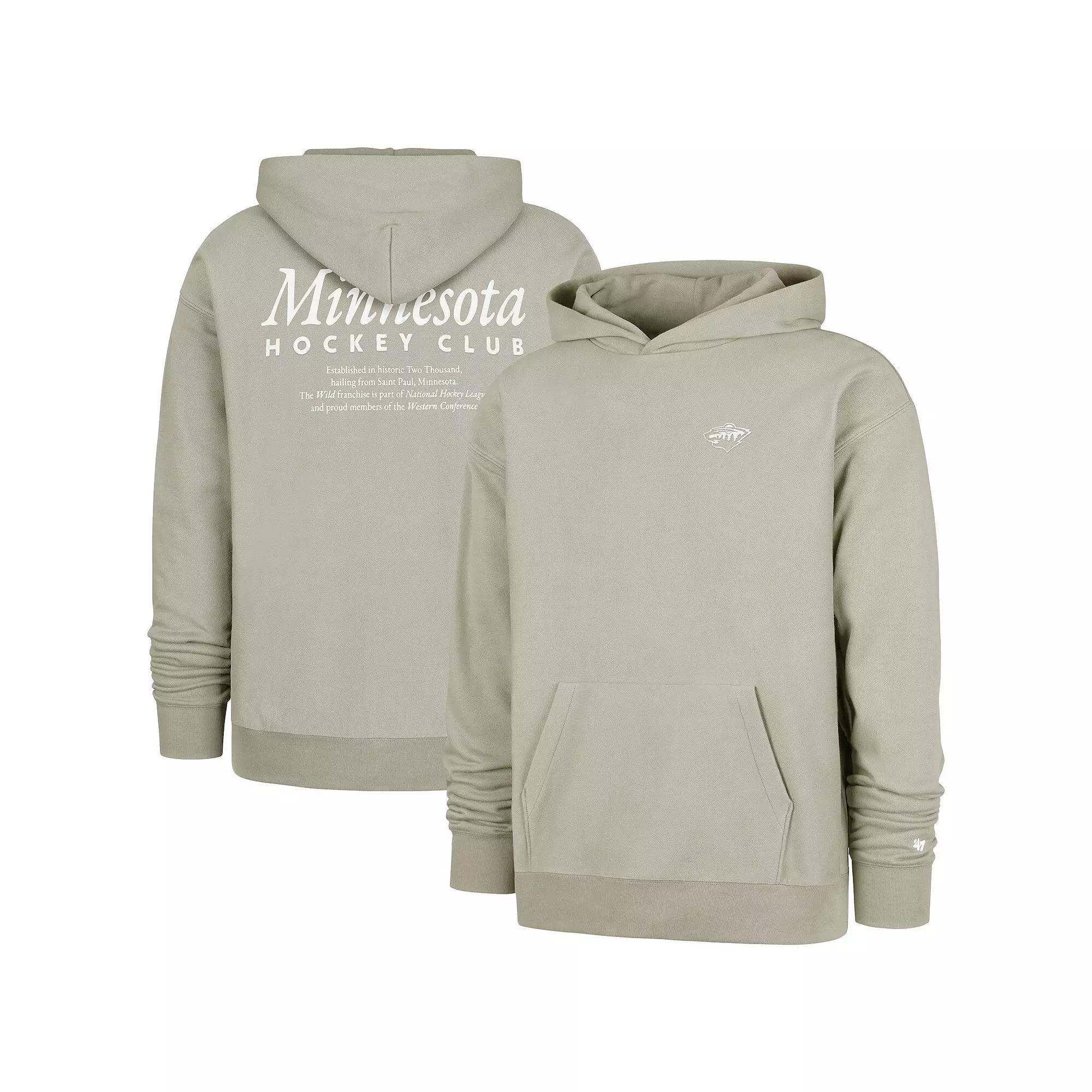 Men's '47  Gray Minnesota Wild Foundation Pullover Hoodie, Size: Large, Grey Product Image