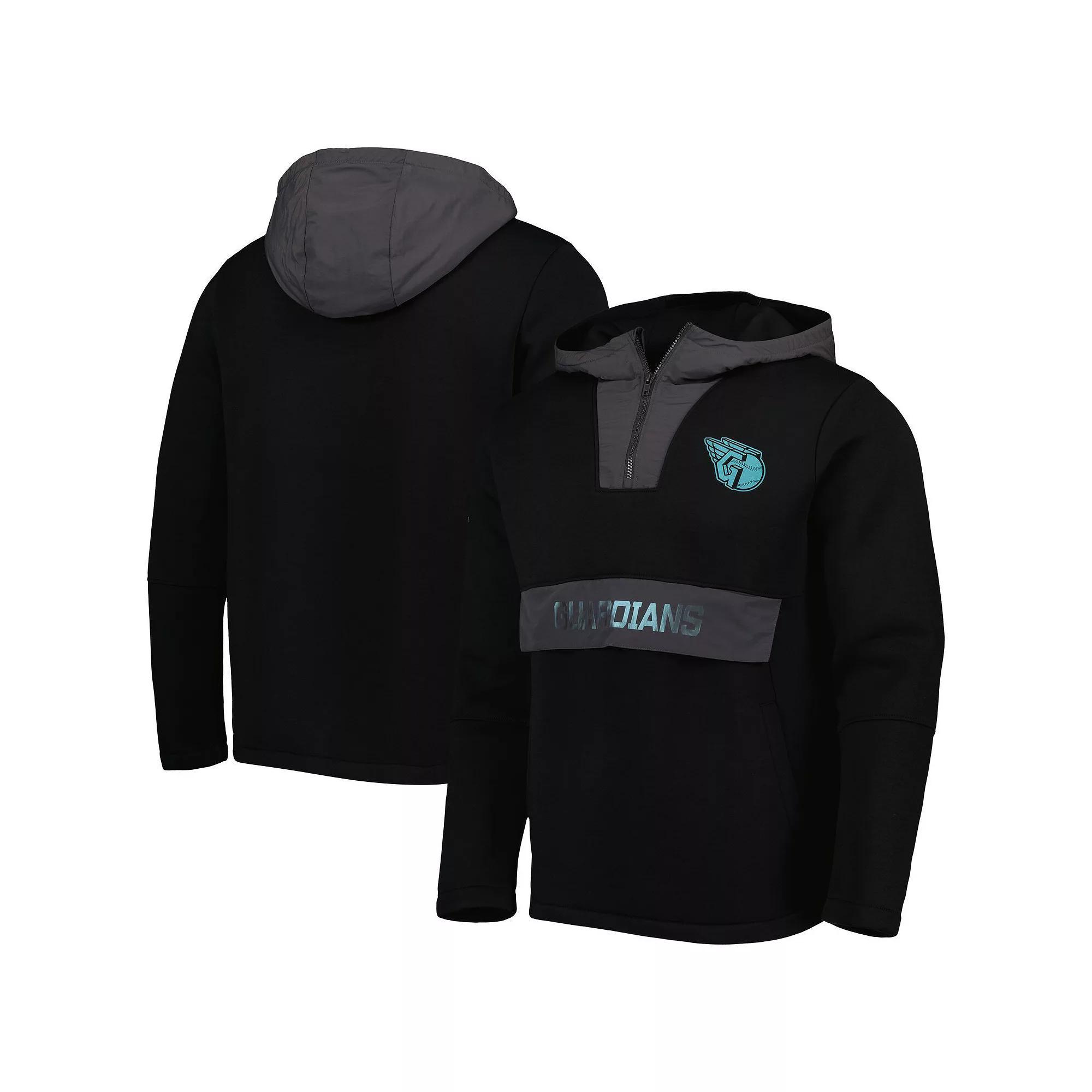Men's Levelwear Black Cleveland Guardians Ruckus Quarter-Zip Hoodie, Size: Medium, Grd Black Product Image