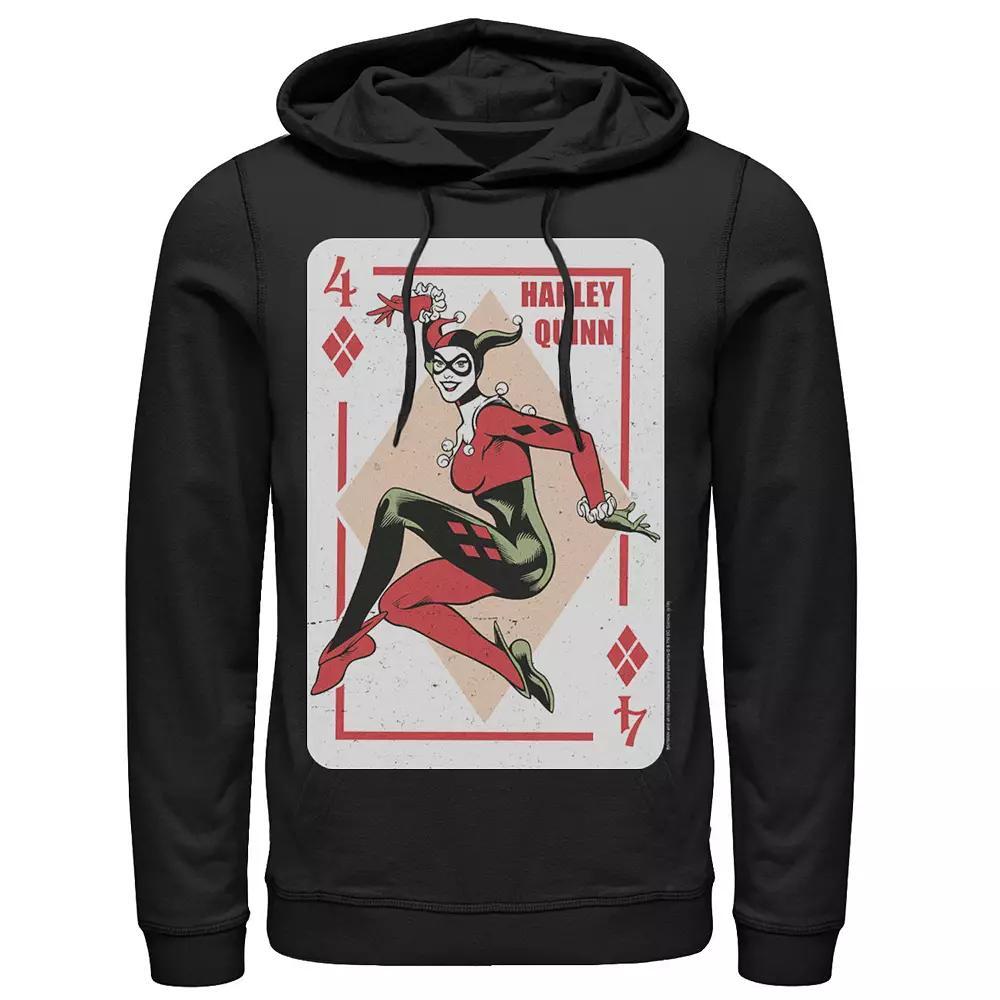 Men's DC Comics Harley Quinn Playing Card Hoodie, Size: Medium, Athletic Grey Product Image