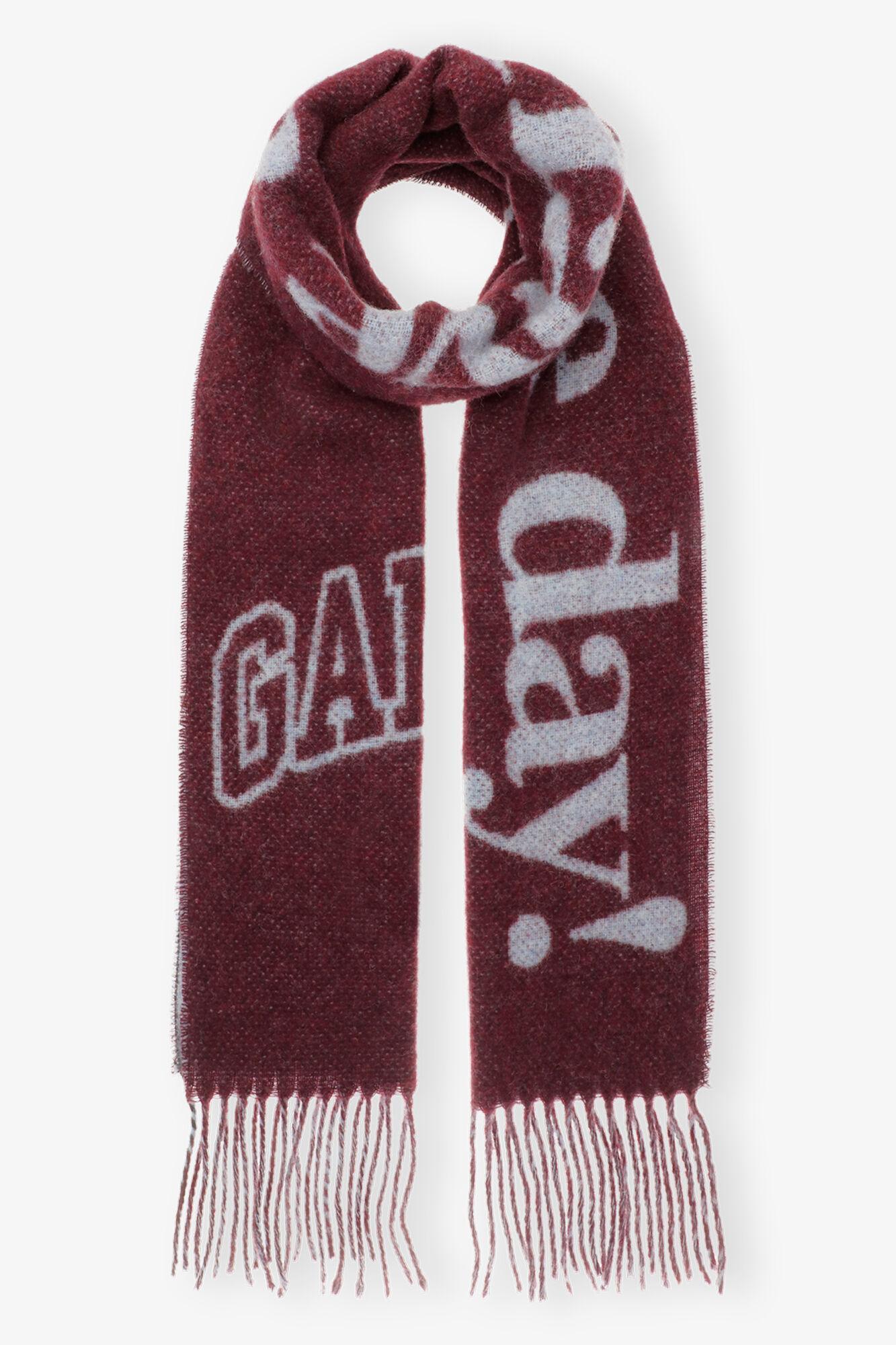 Burgundy Fringed Wool Scarf Product Image