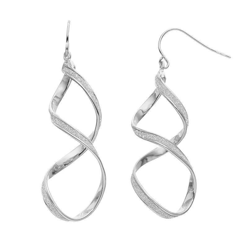 Sterling Silver Twist Drop Earrings, Women's, 18k Gold Over Silver Product Image