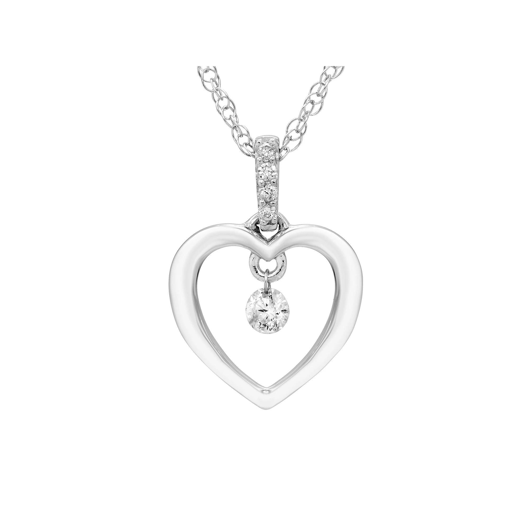 Boston Bay Diamonds Sterling Silver 1/10 Carat T.W. Dancing Diamond Heart Pendant Necklace, Women's, Size: 18" Product Image