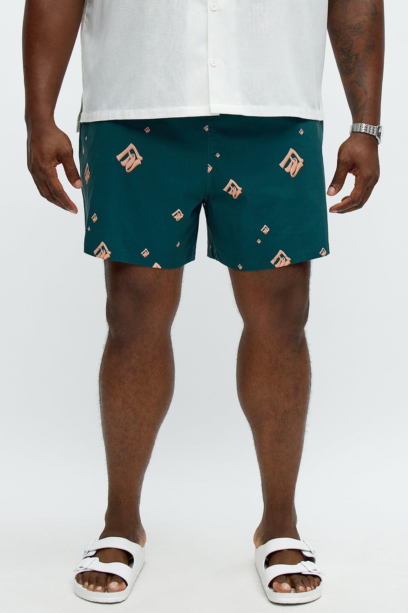 Chateau Luxe Printed Swim Mid Trunk - Teal/combo Product Image