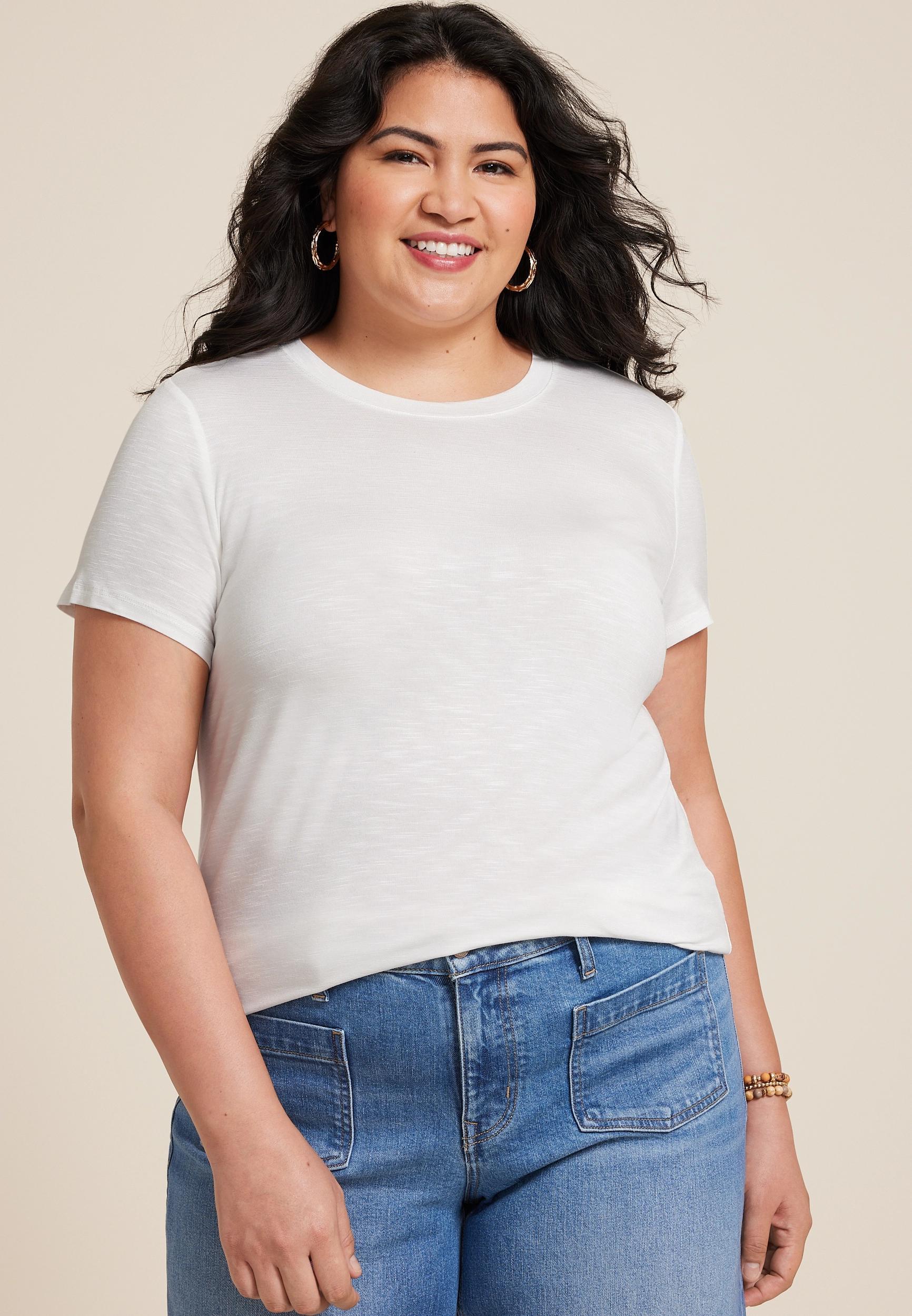 Maurices 1X Plus Size Womens 24/7 Kennedy Crew Neck Tee Red Product Image