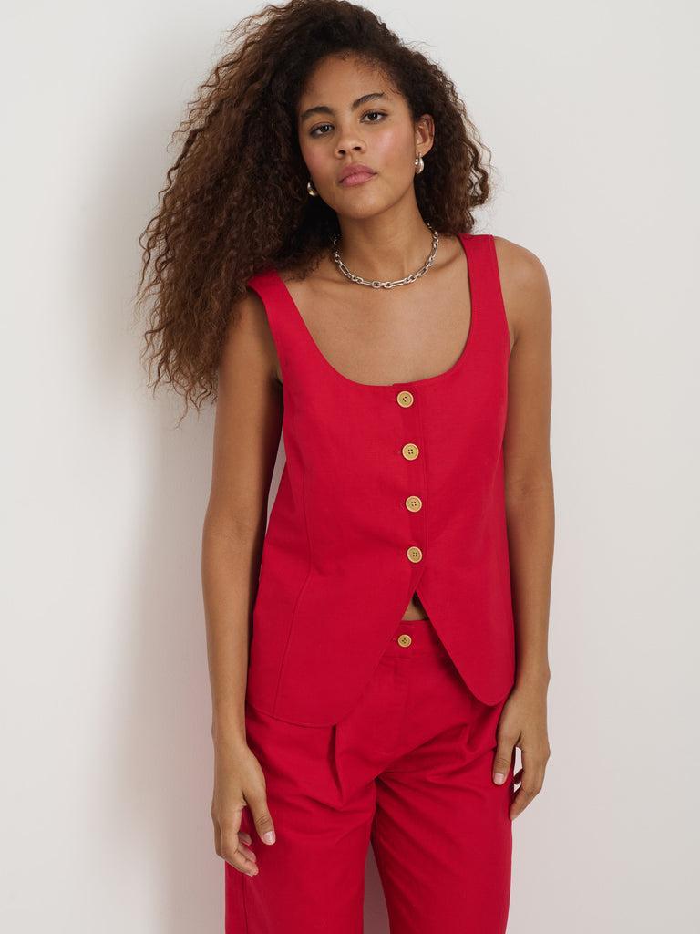 Soho Scoop Vest In Linen Cotton Product Image