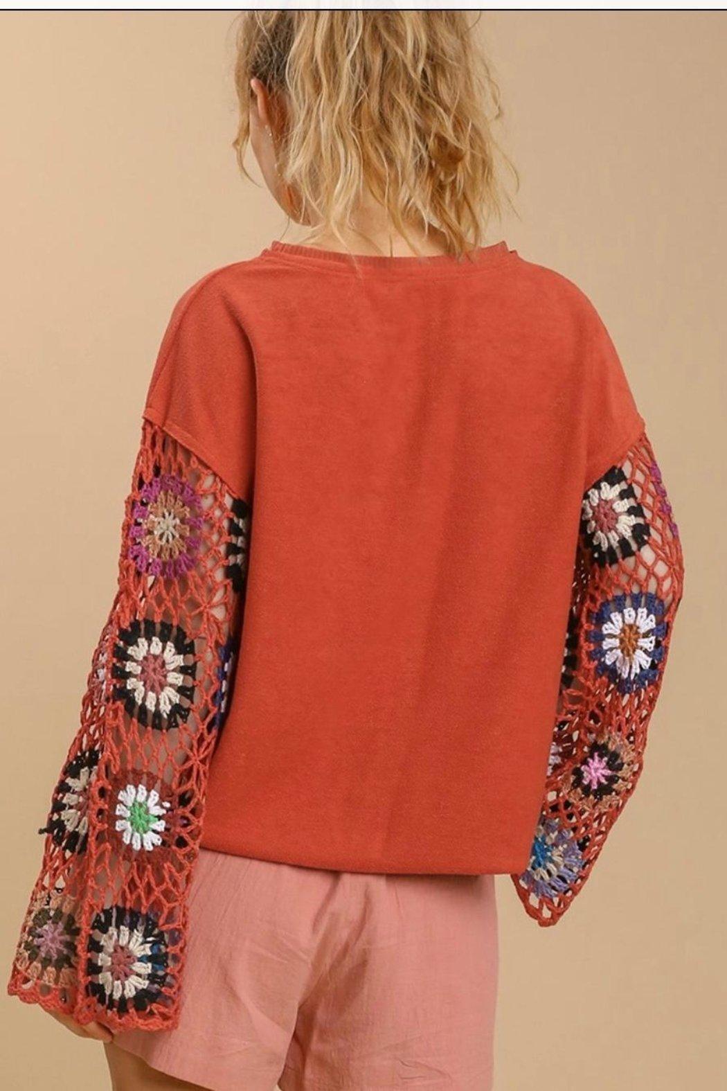 Crocheted Long Sleeve Top Product Image
