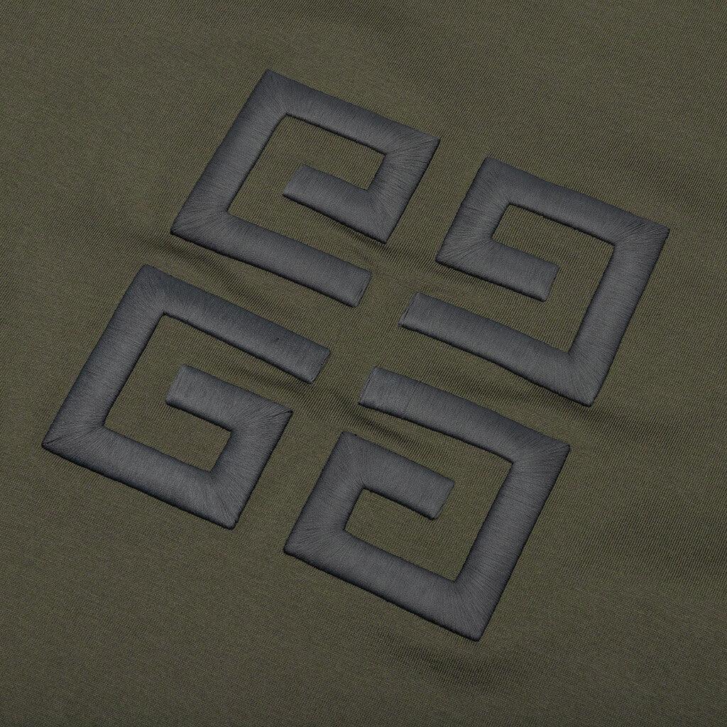 Oversized Fit Givenchy Embroidery T-Shirt - Greyish Green Male Product Image