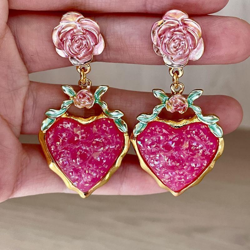Heart Rose Drop Earring Product Image
