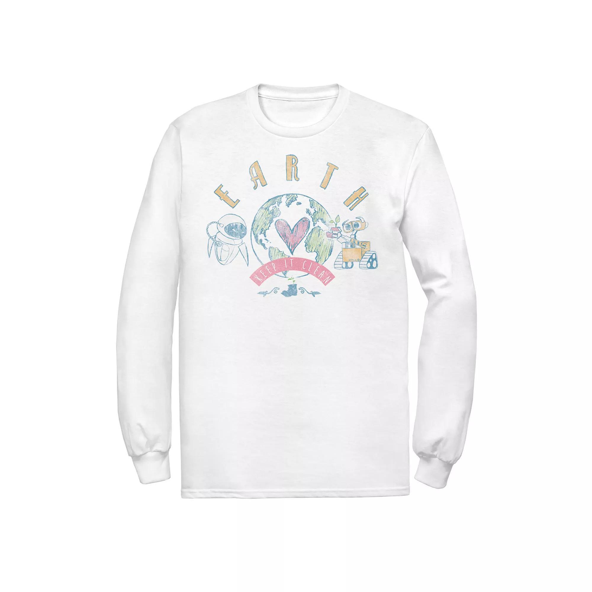 Men's Disney / Pixar Wall-E Eve Earth Keep It Clean Tee, Size: Small, White Product Image