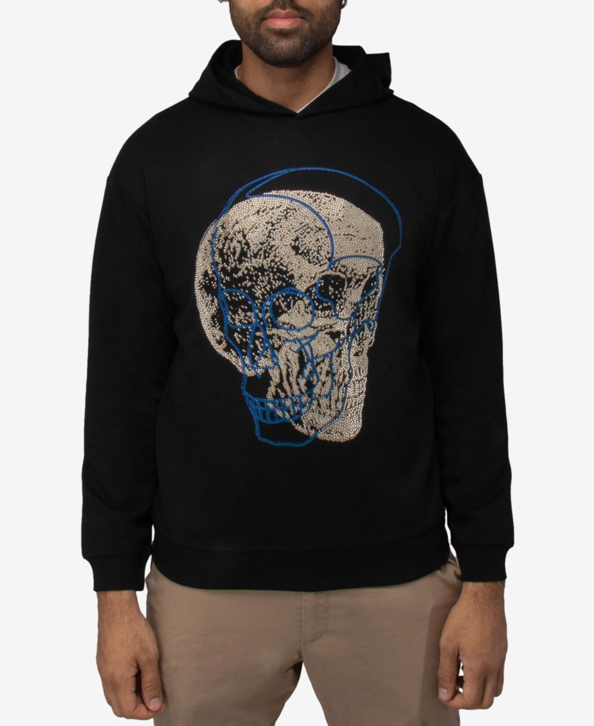 Spring + Mercer Mens Rinestone Embellished Skull Pullover Hoodie Product Image