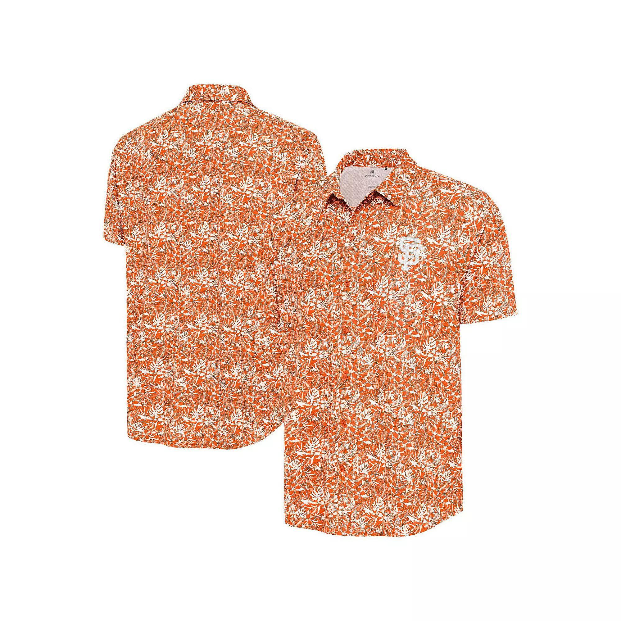 Men's Antigua Orange San Francisco Giants Resort Button-Up Shirt, Size: Small Product Image