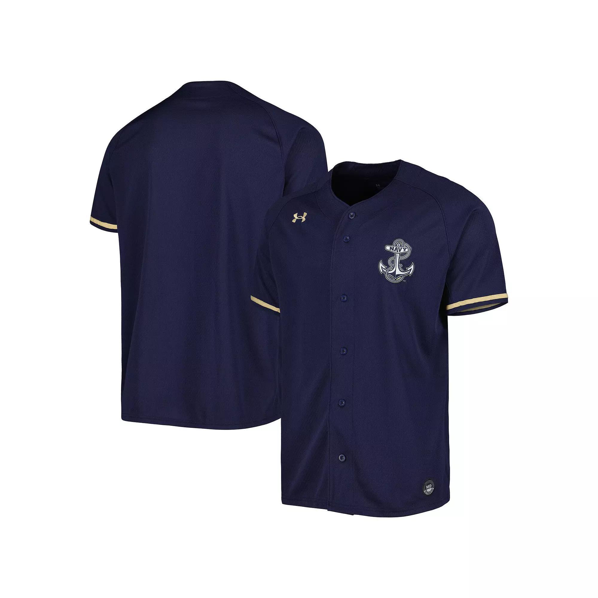 Men's Under Armour Navy Navy Midshipmen Replica Baseball Jersey, Size: 3XL, Blue Product Image