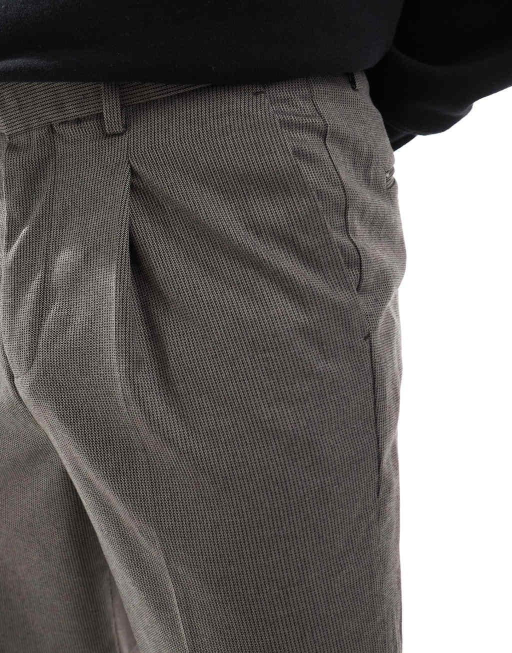ASOS DESIGN smart tapered fit pants in brown microtexture Product Image
