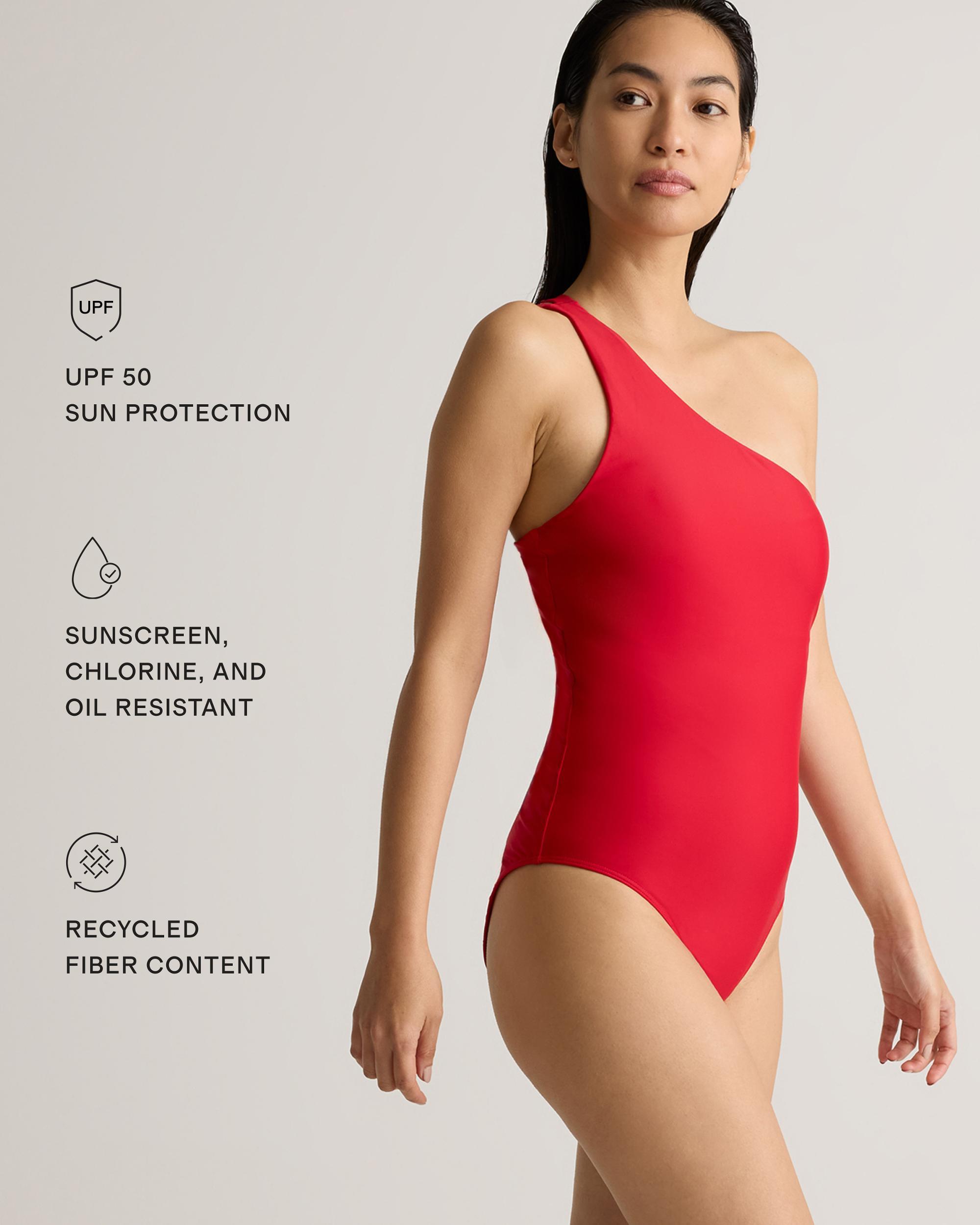 Quince | Women's Italian One Shoulder One-Piece Swimsuit Size XS, 78% Recycled Polyamide, 22% Spandex Product Image