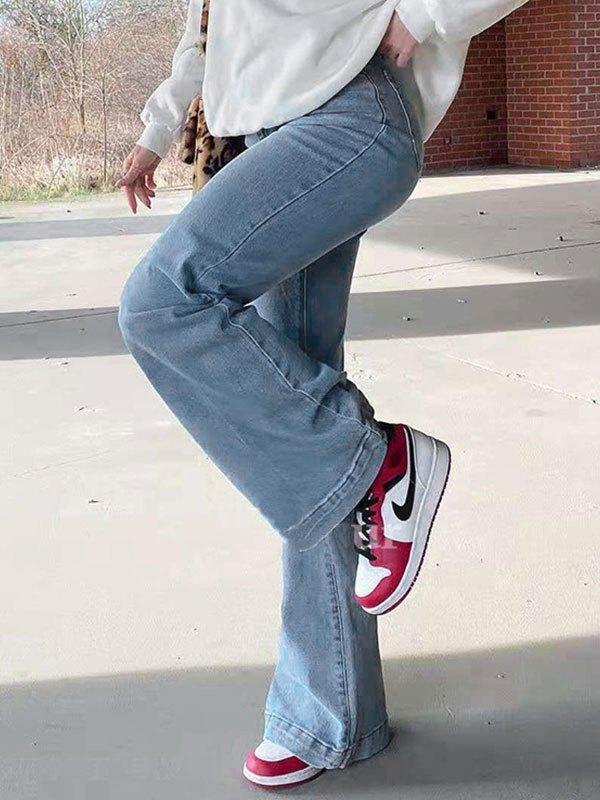 Mid Waist Washed Boyfriend Jeans Product Image