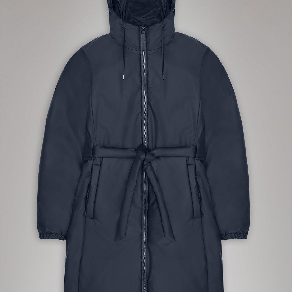 Rains Lohja Long Insulated Curve Jacket in Navy Product Image