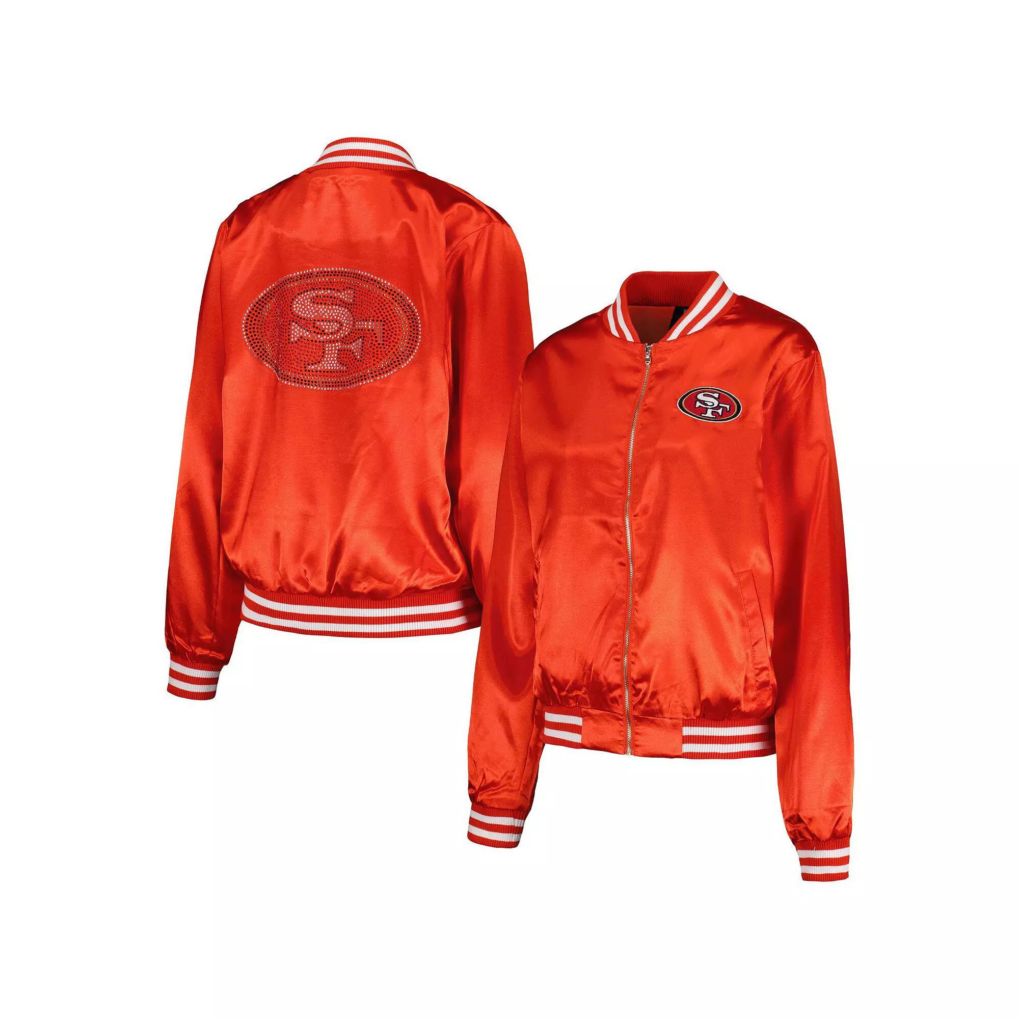 Women's Cuce Scarlet San Francisco 49ers Rhinestone Full-Zip Varsity Jacket, Size: 5XL, Red Product Image