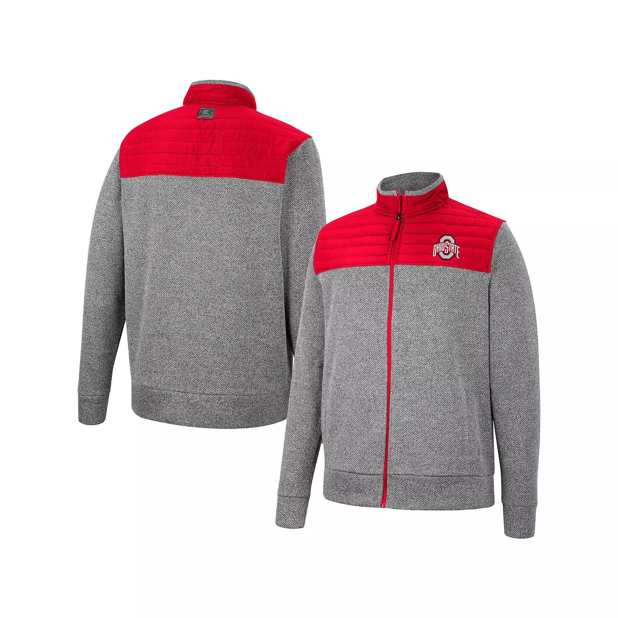 Men's Colosseum Gray/Cardinal Oklahoma Sooners Putter Herringbone Full-Zip Jacket, Size: XL, Charco Product Image