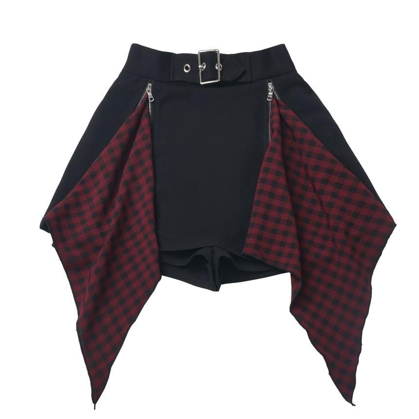 Long Sleeve Striped Applique Hood Asymmetrical Top with Necktie Product Image