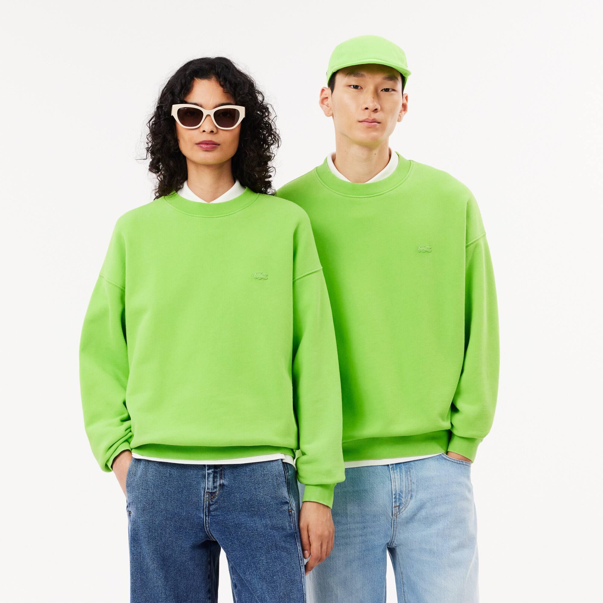 Unisex Loose Fit Washed Effect Fleece Sweatshirt Product Image