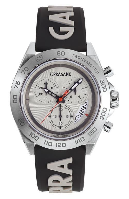 Salvatore Ferragamo Mens Urban Quartz Chronograph Two Tone Black Silicone Strap Watch Product Image